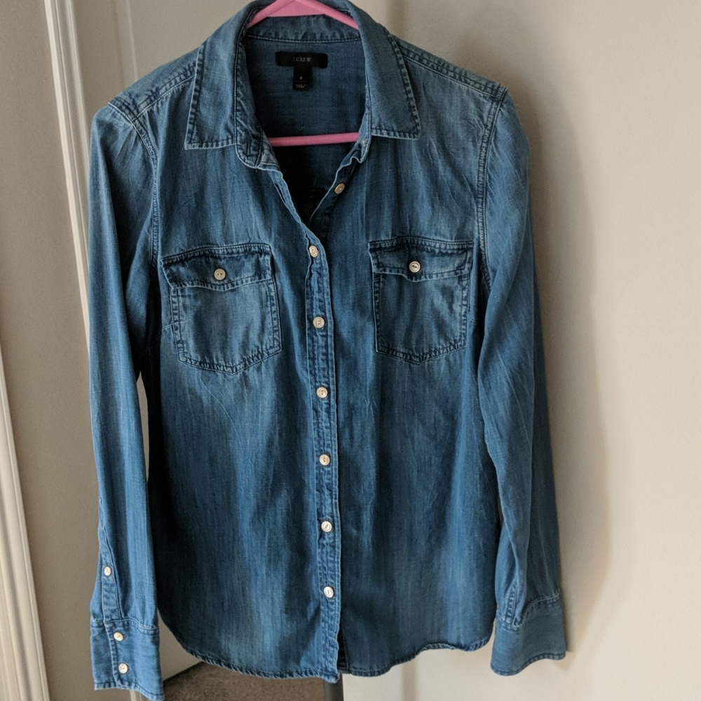JCrew chambray long sleeve button up!